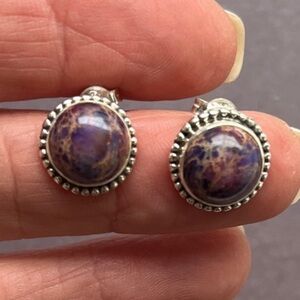 Purple Mojave Turquoise Post Earrings in Sterling
